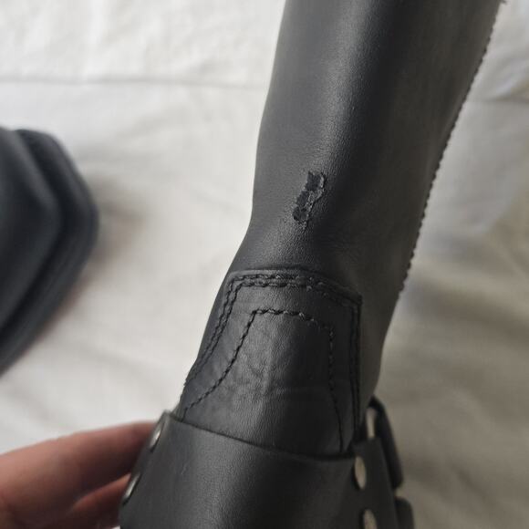 Cody James Mens Leather Square Toe Harness Moto Boots Black  display picture 2
